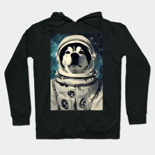 Astronaut Husky Dog in Space Vintage Surreal Hoodie